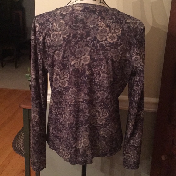 JJill gray/ purple print top - Picture 4 of 8